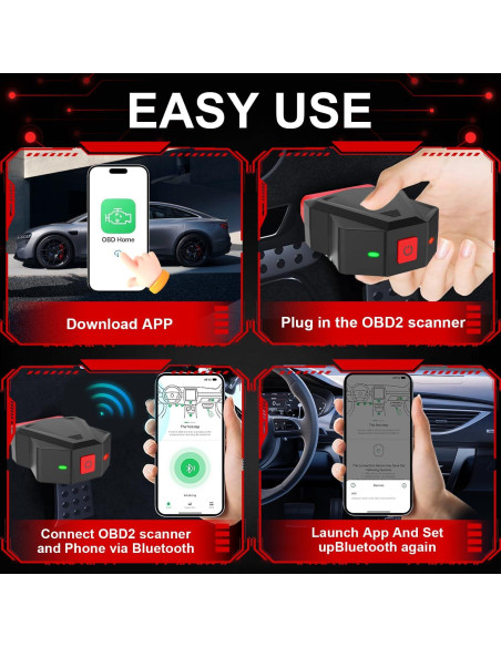 Escáner OBD2 EVCONN Inalámbrico Bluetooth 5.4 para iOS y Android