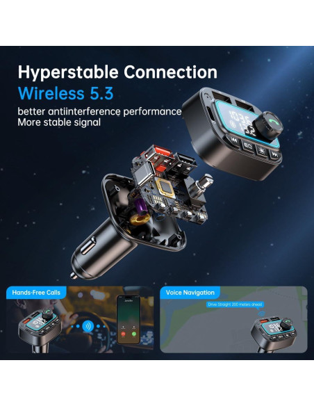 Adaptador Bluetooth 5.3 para Coche Shenzhenshi T01 Cargador 42W