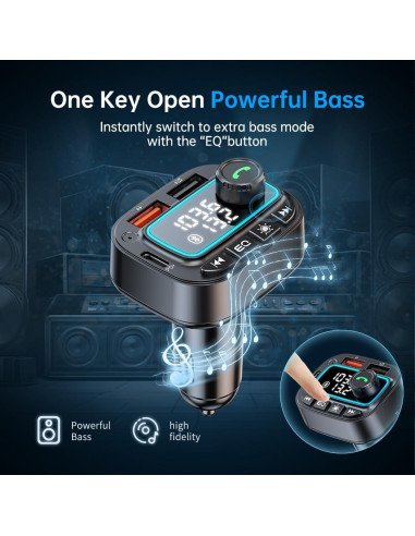 Adaptador Bluetooth 5.3 para Coche Shenzhenshi T01 Cargador 42W