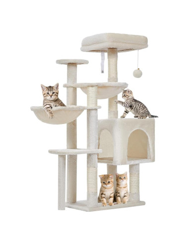 Árbol Gótico para Gatos Taoqimiao 100.6cm Beige con Hamacas