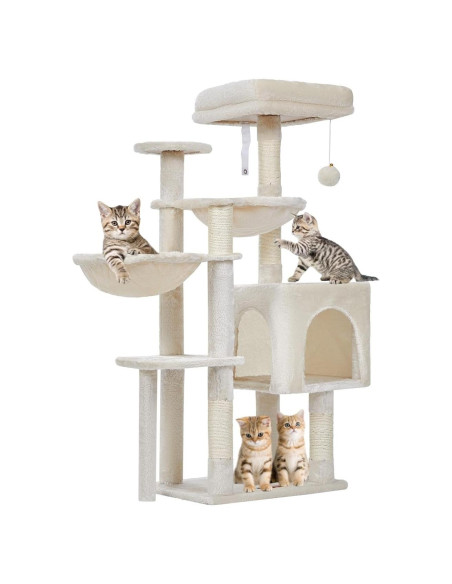 Árbol Gótico para Gatos Taoqimiao 100.6cm Beige con Hamacas