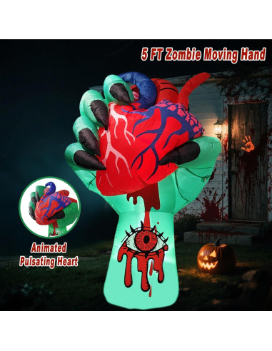 Mano Zombi Inflable 5FT VYBEWAVE con Corazón Palpitante LED