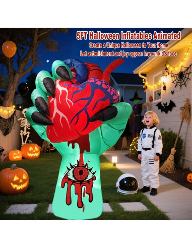 Mano Zombi Inflable 5FT VYBEWAVE con Corazón Palpitante LED
