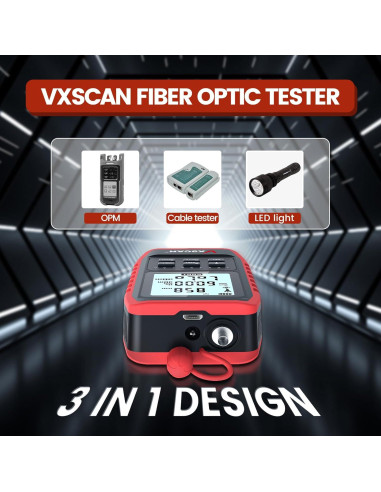 Probador de Fibra Óptica VXSCAN 3 en 1 - Medidor y Prueba RJ45