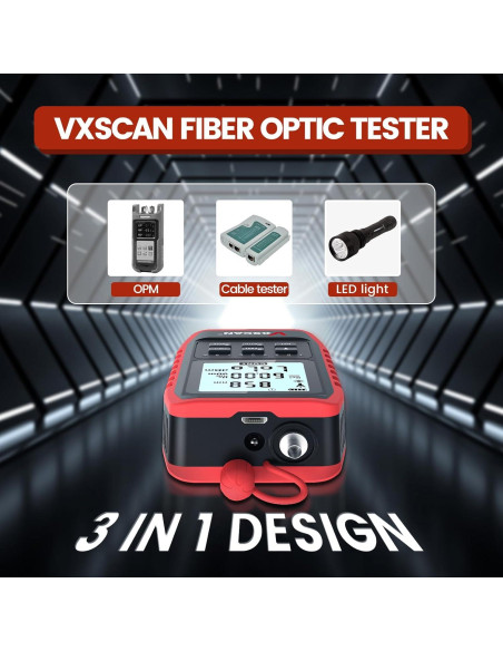 Probador de Fibra Óptica VXSCAN 3 en 1 - Medidor y Prueba RJ45