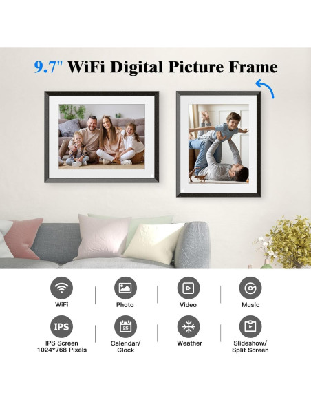 Marco de Fotos Digital Wi-Fi PWOSUN 9.7" 32GB Pantalla Táctil