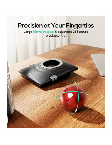 Ratón Trackball Inalámbrico Nulea M512 Ergonómico 55mm