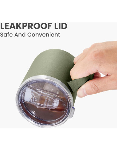 Taza de Café Aislada MEWAY 340g Verde Militar Doble Pared