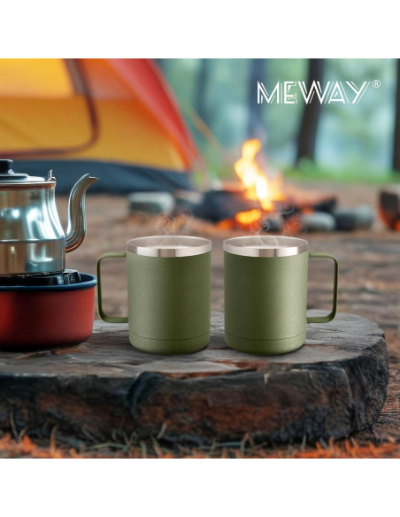 Taza de Café Aislada MEWAY 340g Verde Militar Doble Pared
