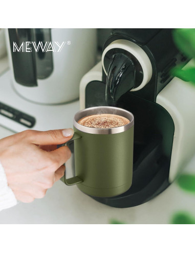 Taza de Café Aislada MEWAY 340g Verde Militar Doble Pared