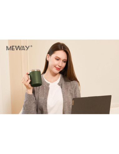 Taza de Café Aislada MEWAY 340g Verde Militar Doble Pared