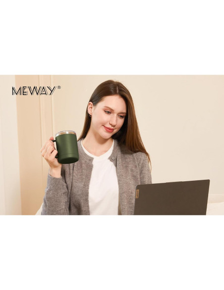 Taza de Café Aislada MEWAY 340g Verde Militar Doble Pared