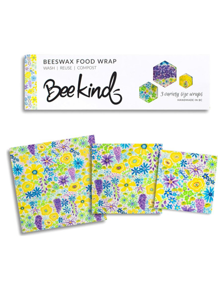 Bee Kind Envoltura de Alimentos de Cera de Abeja - 3 Piezas