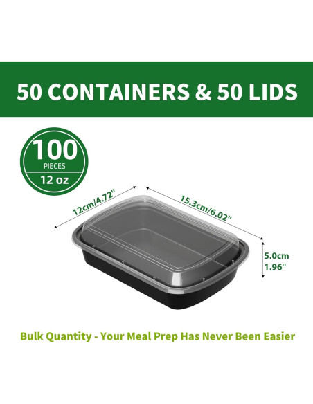 Contenedores de Comida Desechables APSIC 12oz 50 Piezas