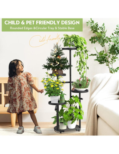 Soporte de Plantas TOSKING 5 Niveles Redondo 95.8cm Negro
