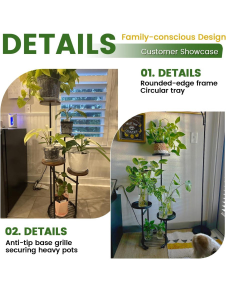 Soporte de Plantas TOSKING 5 Niveles Redondo 95.8cm Negro