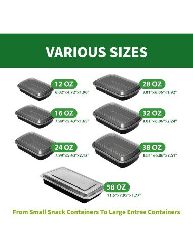 Contenedores de Comida Desechables APSIC 12oz 50 Piezas