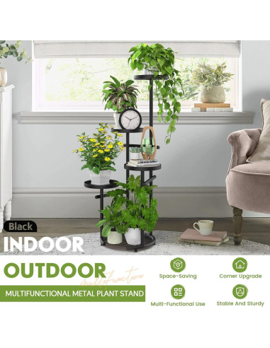 Soporte de Plantas TOSKING 5 Niveles Redondo 95.8cm Negro