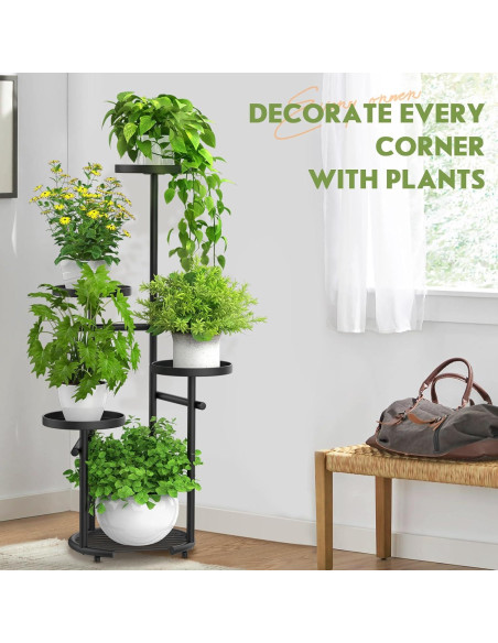 Soporte de Plantas TOSKING 5 Niveles Redondo 95.8cm Negro