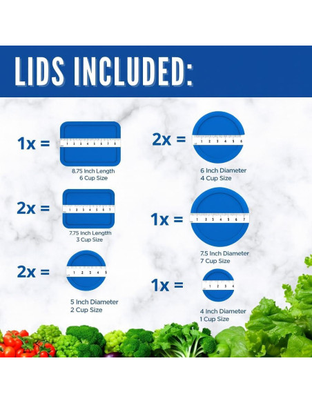 Tapa de Reemplazo Pyrex Azul 9 Piezas - A prueba de Fugas