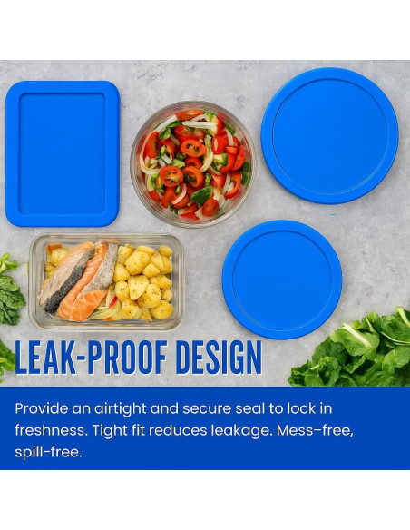 Tapa de Reemplazo Pyrex Azul 9 Piezas - A prueba de Fugas