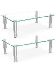 Soporte para Monitor HEMUDU - Paquete de 2, Altura Ajustable, Vidrio Templado