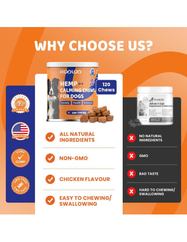 Golosinas Calmantes HOOLOO para Perros - 120 Unidades Sabor Pollo