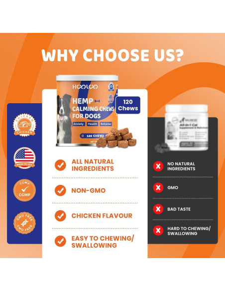 Golosinas Calmantes HOOLOO para Perros - 120 Unidades Sabor Pollo