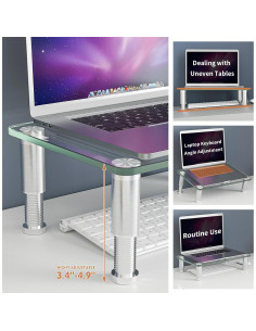 Soporte para Monitor HEMUDU - Paquete de 2, Altura Ajustable, Vidrio Templado 2