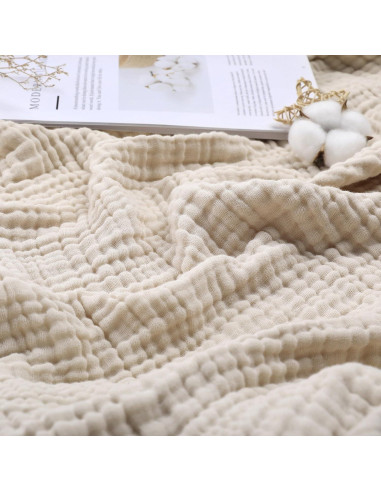 Manta de Muselina Yoofoss 100% Algodón Orgánico 152x127 cm Albaricoque