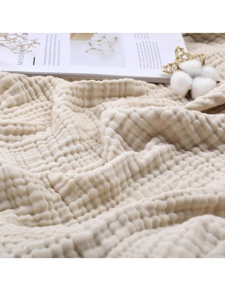 Manta de Muselina Yoofoss 100% Algodón Orgánico 152x127 cm Albaricoque