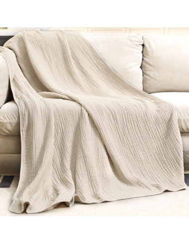 Manta de Muselina Yoofoss 100% Algodón Orgánico 152x127 cm Albaricoque