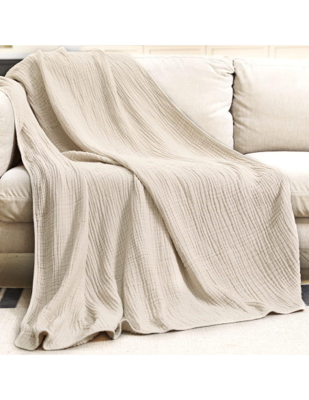 Manta de Muselina Yoofoss 100% Algodón Orgánico 152x127 cm Albaricoque