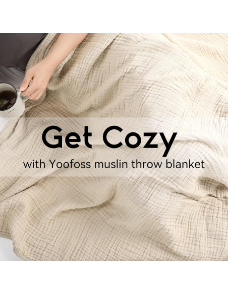 Manta de Muselina Yoofoss 100% Algodón Orgánico 152x127 cm Albaricoque