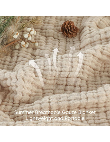 Manta de Muselina Yoofoss 100% Algodón Orgánico 152x127 cm Albaricoque