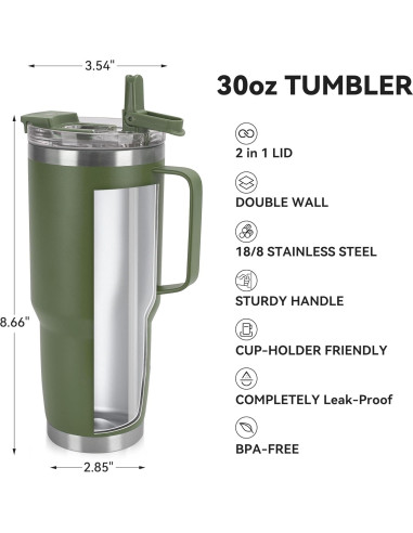 Vaso Aislado de 30oz HASLE OUTFITTERS Verde Militar Doble Pared