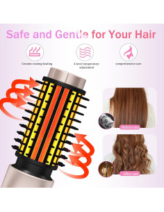 Cepillo Rizador Inalámbrico Dongxw 3 en 1 Rosa Blush 2