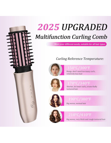 Cepillo Rizador Inalámbrico Dongxw 3 en 1 Rosa Blush