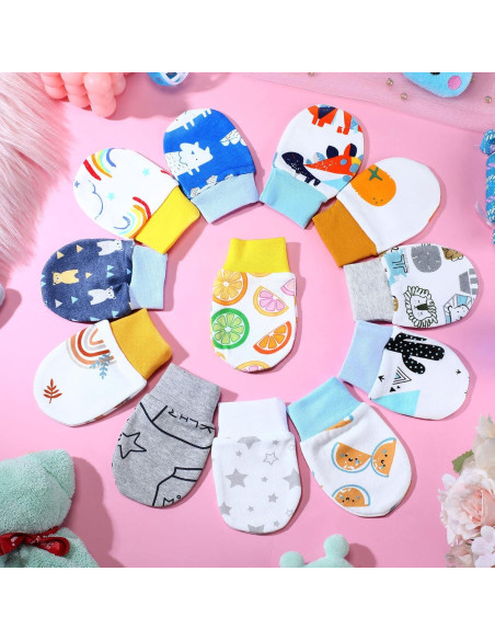 12 Pares Mitones Bebé Recién Nacido Geyoga Multicolor 0-6 Meses