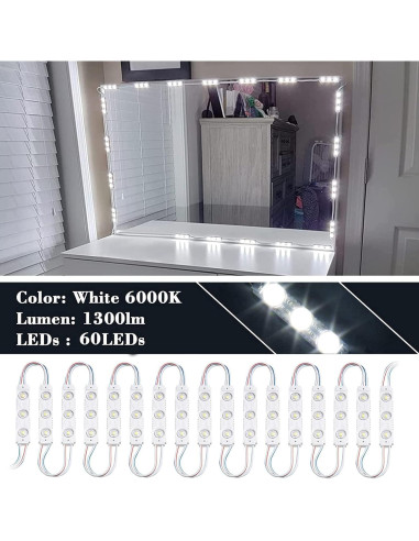 Kintion Luz de Espejo LED 3m Regulable para Maquillaje