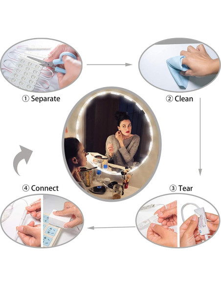 Kintion Luz de Espejo LED 3m Regulable para Maquillaje