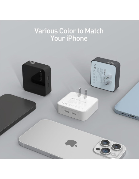 Cargador de pared USB C Nekmit 47W con 2 puertos - Negro