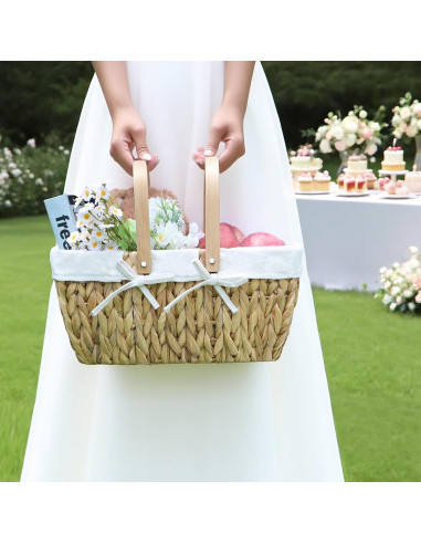 Cesta de Picnic GYASVWU de Jacinto de Agua 38x25x18cm