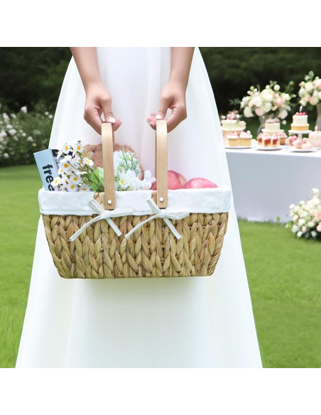 Cesta de Picnic GYASVWU de Jacinto de Agua 38x25x18cm