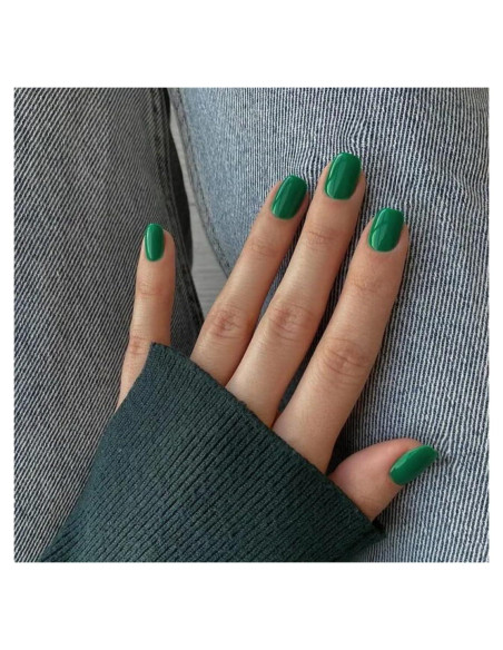 Uñas Postizas Cortas KQueenest Verde Turquesa Reutilizables