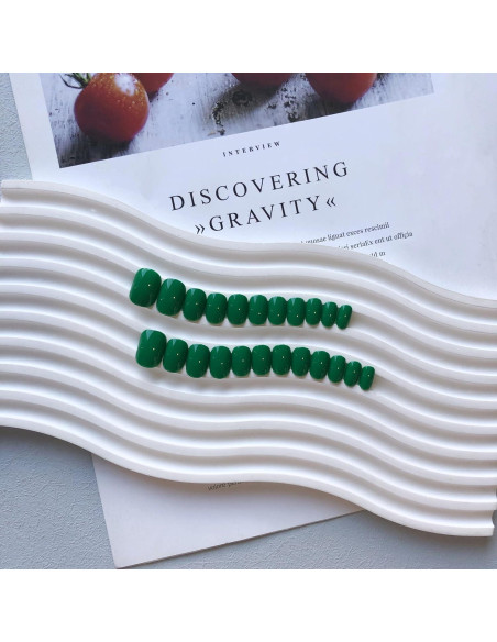 Uñas Postizas Cortas KQueenest Verde Turquesa Reutilizables