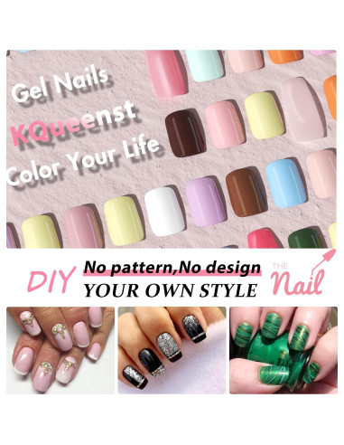 Uñas Postizas Cortas KQueenest Verde Turquesa Reutilizables