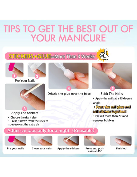 Uñas Postizas Cortas KQueenest Verde Turquesa Reutilizables