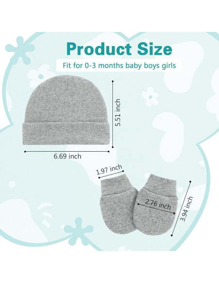 Set de Gorro y Mitones para Bebés Zando 0-3 Meses