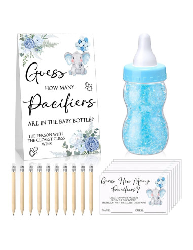 Juego de Baby Shower Roowest Adivina Cuántos Chupetes Azul